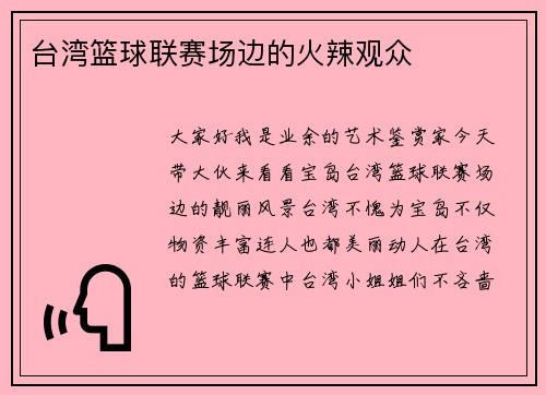 台湾篮球联赛场边的火辣观众